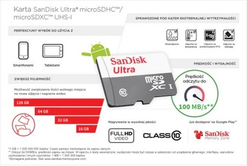 КАРТА MICRO SD SANDISK 32 ГБ ULTRA 100 МБ/с