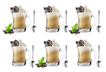KPL 6x szklanki z uchem 200ml + 6 łyżeczek GRATIS!