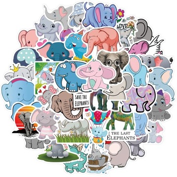 NAKLEJKI WLEPY STICKERS BOMB MIX SŁOŃ 50 szt
