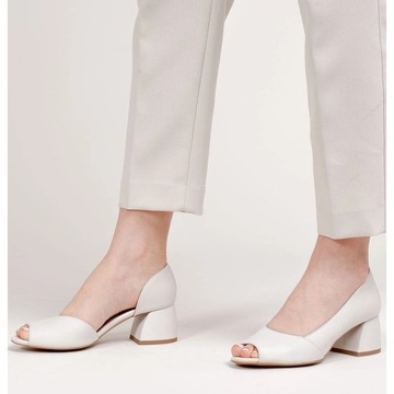 Białe Skóra licowa Buty Marco Shoes r.36