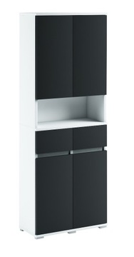 092-012 Szafka Łazienkowa 62/195 + KOSZ 2szt - BIAŁO / CZARNY
