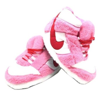 УТЕПЛЕННЫЕ ПЛЮШЕВЫЕ ТАПОЧКИ, РОЗОВЫЕ, NIKE JORDAN, размеры 36–43
