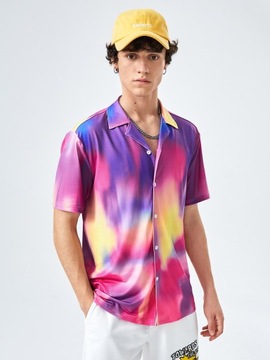 F012G13 KOLOROWA PROSTA LUŹNA KOSZULA CASUAL SHEIN S