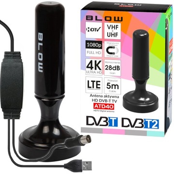 MOCNA ANTENA AKTYWNA POKOJOWA DVBT2 TV FHD 4K MUX-8 LTE WZMACNIACZ MAGNES