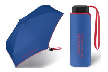 Parasolka Benetton kieszonkowa ULTRA MINI 17 cm z kontrastową lamówką
