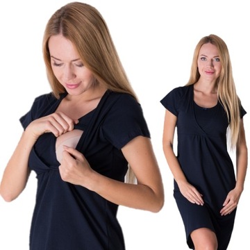 KOSZULA NOCNA CIĄŻOWA DO KARMIENIA granat XXXL