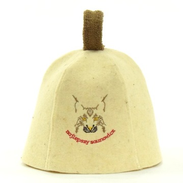 Czapka do sauny wełniana z Haftem - XL