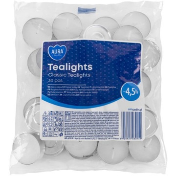 TEALIGHTY Bezzapachowe PODGRZEWACZE świeczki TEALIGHT BISPOL ~4.5H 30 SZTUK