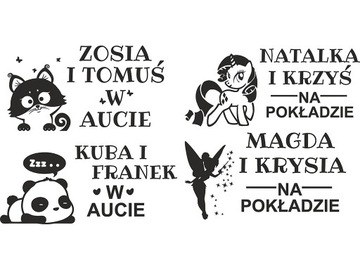 Naklejka dziecko w aucie samochodzie - 2 imiona