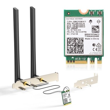 Karta sieciowa Intel WiFi 6 AX210 do komputera stacjonarnego dwie anteny