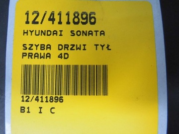 HYUNDAI SONATA II Y2 SKLO (OKNO) DVEŘE ZADNÍ PRAVÁ 4D SEDAN
