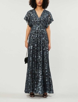BA&SH METALICZNA SUKNIA MAXI ANIMAL PRINT (M)