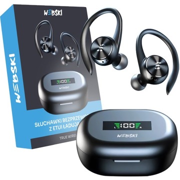 SŁUCHAWKI DOUSZNE SPORTOWE BEZPRZEWODOWE TWS+ETUI