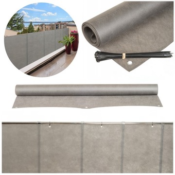 OSŁONA NA BALKON 0,95X6M MATA SZARA + GRATIS! PL