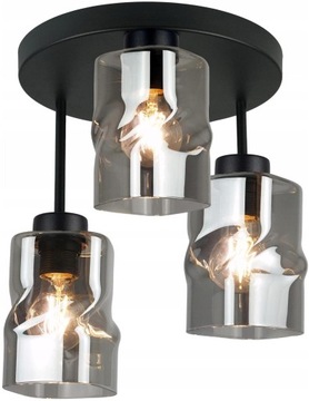 LAMPA WISZĄCA PLAFON SUFITOWY CZARNY ŻYRANDOL SZKLANE KLOSZE AURA GRAFIT