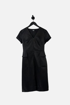 SIMPLE Čierne lesklé midi šaty (36)