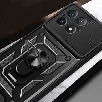ЧЕРНЫЙ ТЕХЗАЩИТНЫЙ ЧЕХОЛ ДЛЯ КАМЕРЫ POCO X6 PRO 5G. КРЫШКА С ПОДСТАВКОЙ