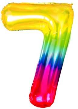 Balon foliowy Cyfra 7 Tęczowa 100 cm Urodziny