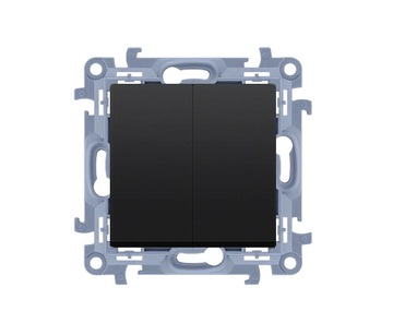 Двойная кнопка замыкания без пиктограммы Черный матовый Simon 10