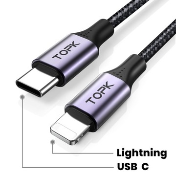 USB Type C — кабель Apple Lightning iPhone 20 Вт, 1 м
