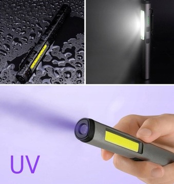 Latarka inspekcyjna warsztatowa mechanika COB LED laser UV latarka USB