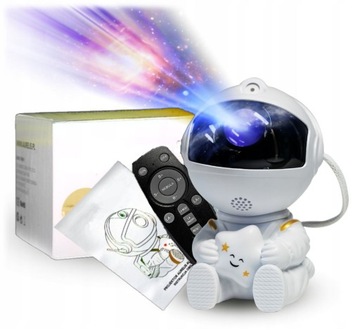 Lampka Nocna LED Projektor Pokój Gwiazdy Biały Robot Na Prezent Dla Dziecka