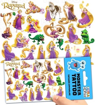 TATUAŻE ZMYWALNE TYMCZASOWE DLA DZIECI DZIECIĘCE ROSZPUNKA WZORY ORYGINALNE