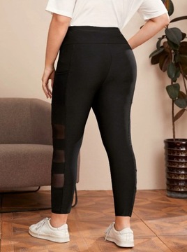 SHEIN PLUS SIZE LEGGINSY CZARNE Z SIATKĄ 48 1V3D