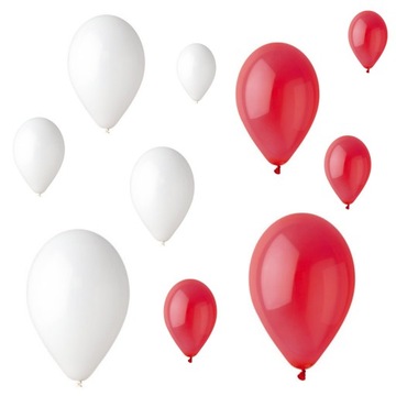 balony gemar urodzinowe czerwone i białe x10 szt