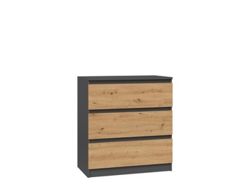 KOMODA MALWA M3 - ANTRACYT / DĄB ARTISAN