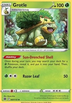 Oryginalna Karta Pokemon Brilliant Stars - Grotle BRS 007