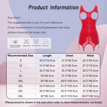 #S-5XL Womens Sexy Zipper Open Chest Dress Wet Loo