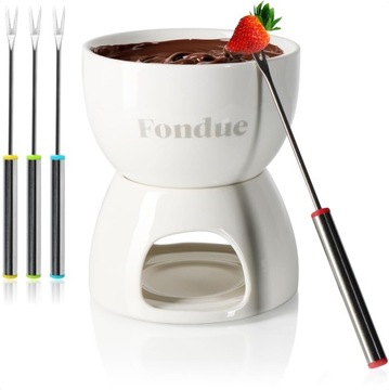 CERAMICZNA MISKA DO GORĄCEJ CZEKOLADY FONDUE Z PODSTAWKĄ NA PODGRZEWACZ