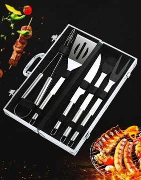 Набор для барбекю, принадлежности для барбекю, нержавеющая сталь, чемодан из 5 предметов.