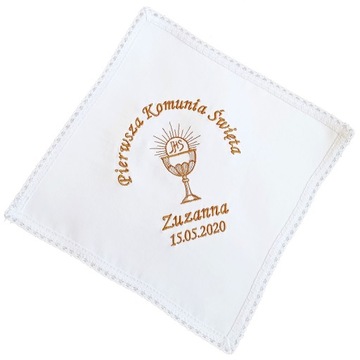 Prezent pamiątka na Komunię dla DZIEWCZYNKI chusta