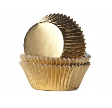 Papilotki do muffinek cupcake złote 50x32 mm x60