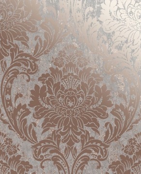 TAPETA GLAMOUR ORNAMENTY MIEDZIANY WZÓR BŁYSZCZĄCA