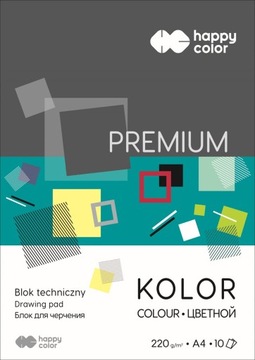 BLOK techniczny HAPPY COLOR A4 220g kolor PREMIUM