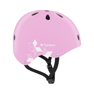 Kask Rowerowy Dziecięcy Tulano RÓŻOWY LEKKI REGULOWANY 48–52 cm ODBLASK