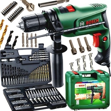WIERTARKA UDAROWA 600W BOSCH EASYIMPACT WALIZKA ZESTAW BITY 109 ELEMENTÓW