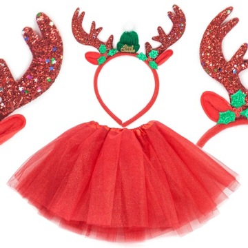 НАРЯД Рождественское ПЛАТЬЕ Юбка ОЛЕНЬ АКСЕССУАРЫ