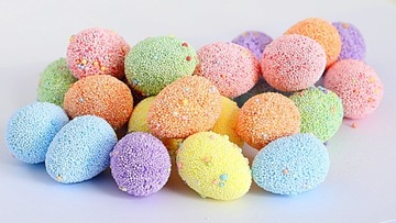 Duży zając siedzący flokowany, zielony, 6x14x14cm WIELKANOC, Święta