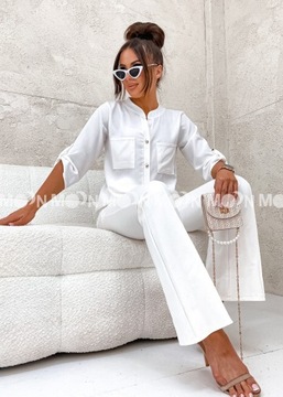 Biała bluzka koszulowa gładka M