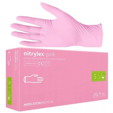 Rękawiczki Nitrylowe RÓŻOWE Bezpudrowe NITRYLEX PINK S Rękawice Kosmetyczne