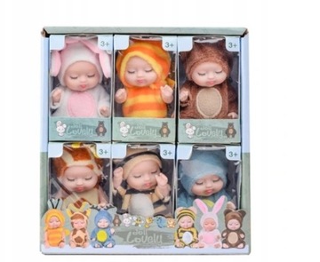 6 Mini lalka odrodzona dziecko zwierzęta 11cm