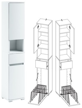 088011 SZAFKA 32/195 + KOSZ / SYSTEM SZAFEK / - BIAŁY # KOLORY