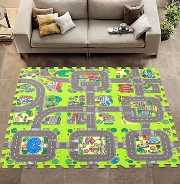 КОВРИК ИЗ ПЕНЫ ROAD PUZZLE 90x90 ТОЛЩИНОЙ 1 СМ, ковер из ЭВА СЕЙФ МАТАДИ