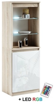 032-030 WITRYNA LED/1d + oświetlenie RGB - SONOMA / POŁYSK