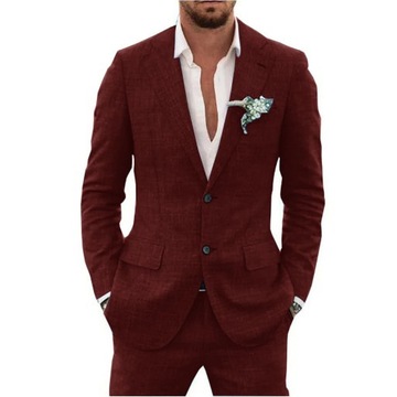 Slub Cotton Linen Suiting Fabric Full Men's Suit L