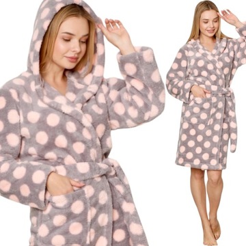 SZLAFROK DAMSKI MIĘKKI CIEPŁY KRÓTKI /ELEGANCKI